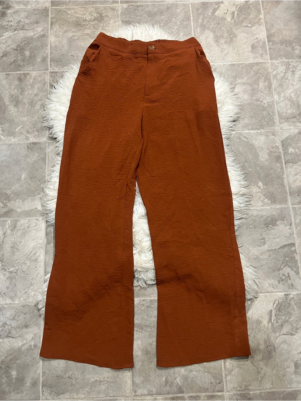 paper crane Wide-Leg Women's Pants in Rust
